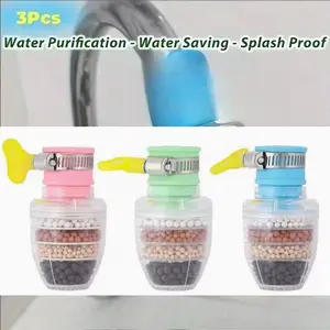 3-Pack Faucet Filters with Quick Connect Bracket, Heavy-Duty Purifier, Tool-Free Install, Removes Chlorine & Heavy Metals, for Hard Water, Kitchen Sink Compatible, Water Filter System