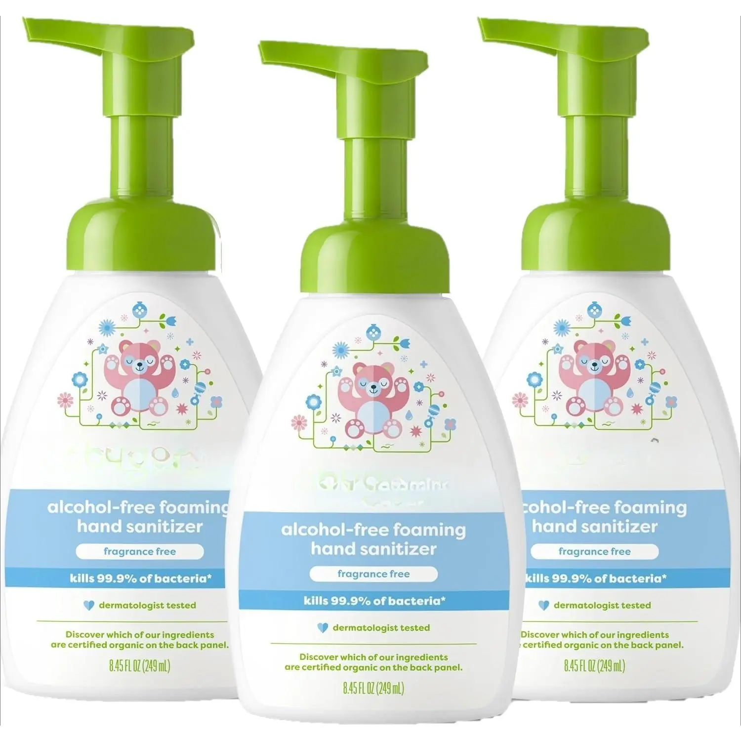 Alcohol-Free Foaming Hand Sanitizer for Babies, Fragrance-Free Gentle Formula with Easy-Use Pump Bottle, 8.45 oz, 3-Pack
