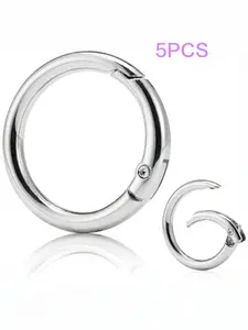 5 Metal O-Ring Round Climbing Buckles, Durable Multi-Function Heavy Duty Keychain Accessories, Outdoor Adventure & Daily Use (silver Color)