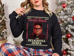 Delightful Derek Shirt, TV Show Christmas Sweater, Stranger Christmas Ugly Graphic, Holiday Celebration Hoodie Shirt