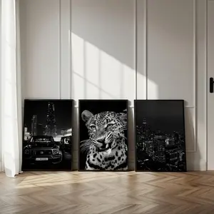 Black & White Luxury Fashion Poster Set of 3 | Luxury Fashion Prints, Designer Wall Art, Cheetah Poster, Hypebeast Decor CPS1 #98