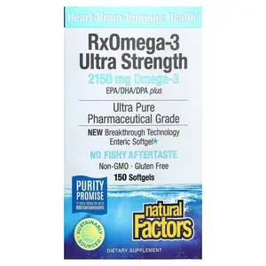 Natural Factors RxOmega-3 Ultra Strength, 150 Softgels (1,075 mg per Softgel)