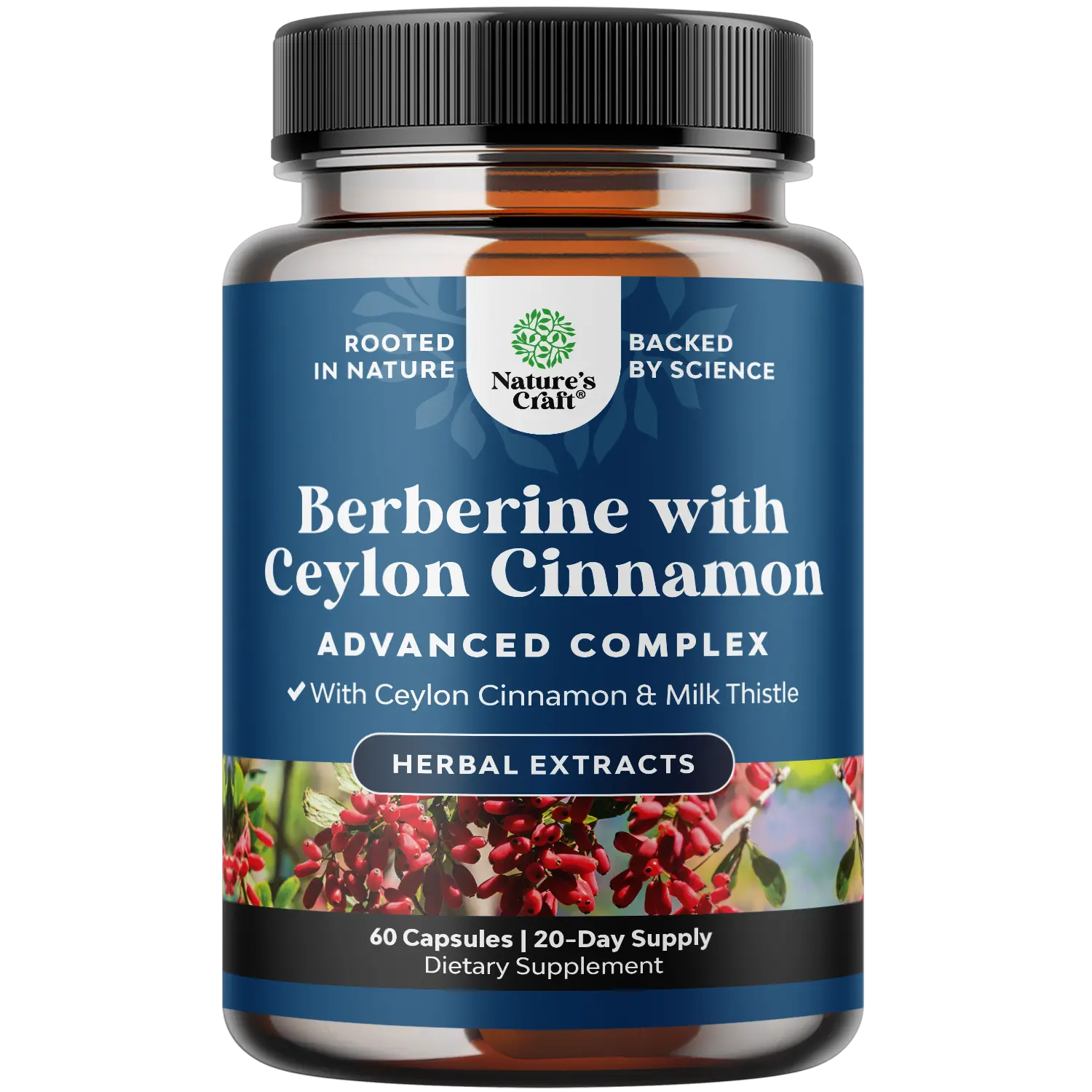 Premium Berberine Supplement with Ceylon Cinnamon - 1200mg Per Serving - Antioxidant Berberine Complex - Active PK for Healthy Heart Support - Metabolic & Healthy Weight Support - Vegan Capsules