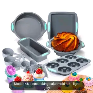 51/46PCS Silicone Bakeware Set – Non-Stick Baking Pans, Muffin, Donut & Loaf Molds + Measuring Cups & 24 Baking Cups