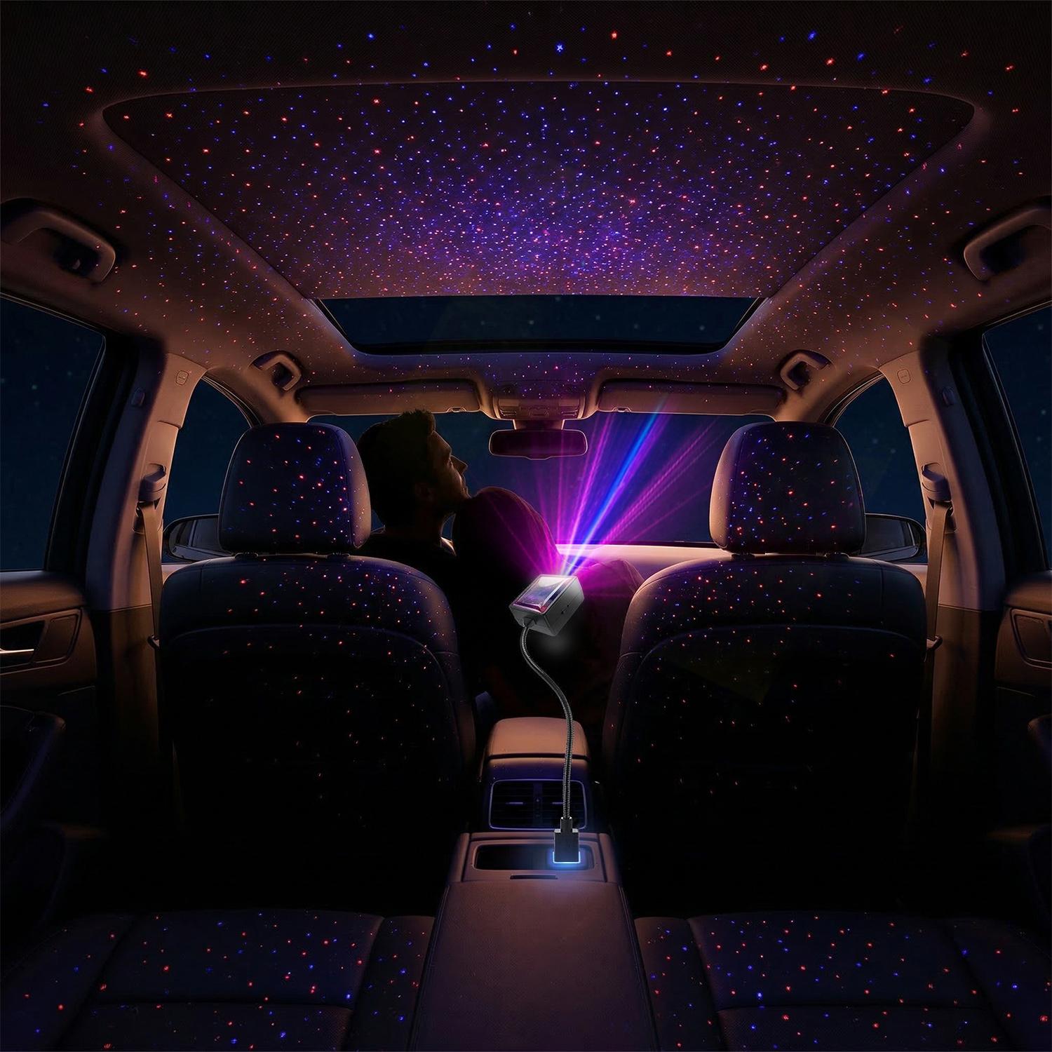 USB Star Projector Night Light, Portable Romantic Interior Car Roof Lights, Adjustable Star Lamp Projector Decorations for Car, Ceiling, Bedroom