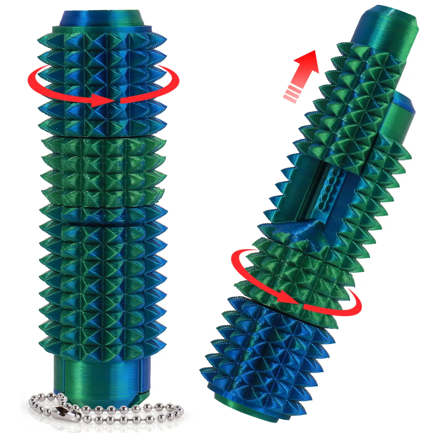 Spiky Sensory Fidget Toy for ADHD,SH, Pain Stimulator with Clicker, Spinner, Slider, Roller, Spiky Grip, 5-In-1 Stress Relief, Portable Keychain,For Teens (9+)and Adults ,US CPC Approved