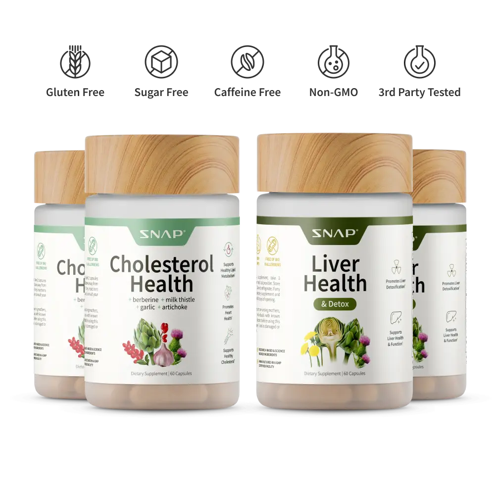 2x Cholesterol Health + Liver Health - Snap Supplements - Natural Liver Cleanse Detox and Repair - Support Healthy Cholesterol Levels & Natural Heart Health