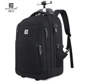 Bruno Cavalli Rolling Backpack #18613, Wheeled Laptop Backpack, Carry on Underseat Bag with Wheels, Waterproof Luggage for Men Women, 15.6" Laptop Pocket, Adjustable Straps, Back To School, Travel Essentials #Summervibes outdoorfun