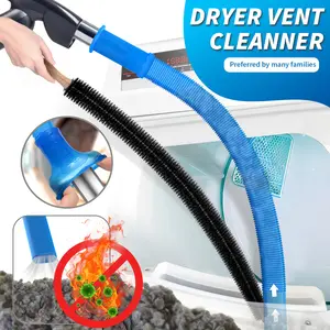 2 Pieces Dryer Vent Cleaner Kit Compatible with All Vacuum Cleaner, Dryer Lint Brush and Vacuum Hose Attachment with Stretch Universal Connector, Quickly Lint Remover