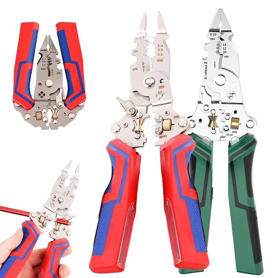 2026 Upgraded 14-in-1 Rechargeable Wire Stripping Pliers - Compact and Efficient Versatile Tool with 12-250V Voltage Tester, Heavy-Duty Cutters for Wires/Cables, Home Pros Use
