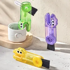 Three-In-One Multifunctional Crocodile Cartoon Cup Brush, Water Bottle Cleaning Tool, Insulated Mug Baby Bottle Gap Cleaner