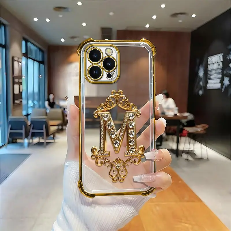 Suitable for [iPhone 14 Pro Max] high-end phone case🥰，Features a premium-look printed design—not actual 3D diamond studs，Choose from any of the 26 letters. YM99