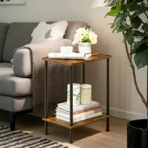 HOOBRO End Table, Small Side Table, Nightstand with 2-Layer Storage Shelves, Sofa Table for Small Spaces, Living Room, Bedroom, Stable Frame, Easy Assembly, Rustic Brown#SpringSale #BigSpringSale