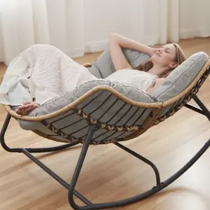 Oversized Rocking Chair,Patio Lounge Chair,Outdoor/Indoor Egg Chair, Reading Chairs for Living Room/Porch/Garden Comfy