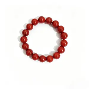 Natural Red Agate Round Beads Bracelet - Taoist Charm for Calming the Mind, Boosting Energy Circulation, Enhancing Spiritual Clarity, and Fostering Lasting Peace & Balance