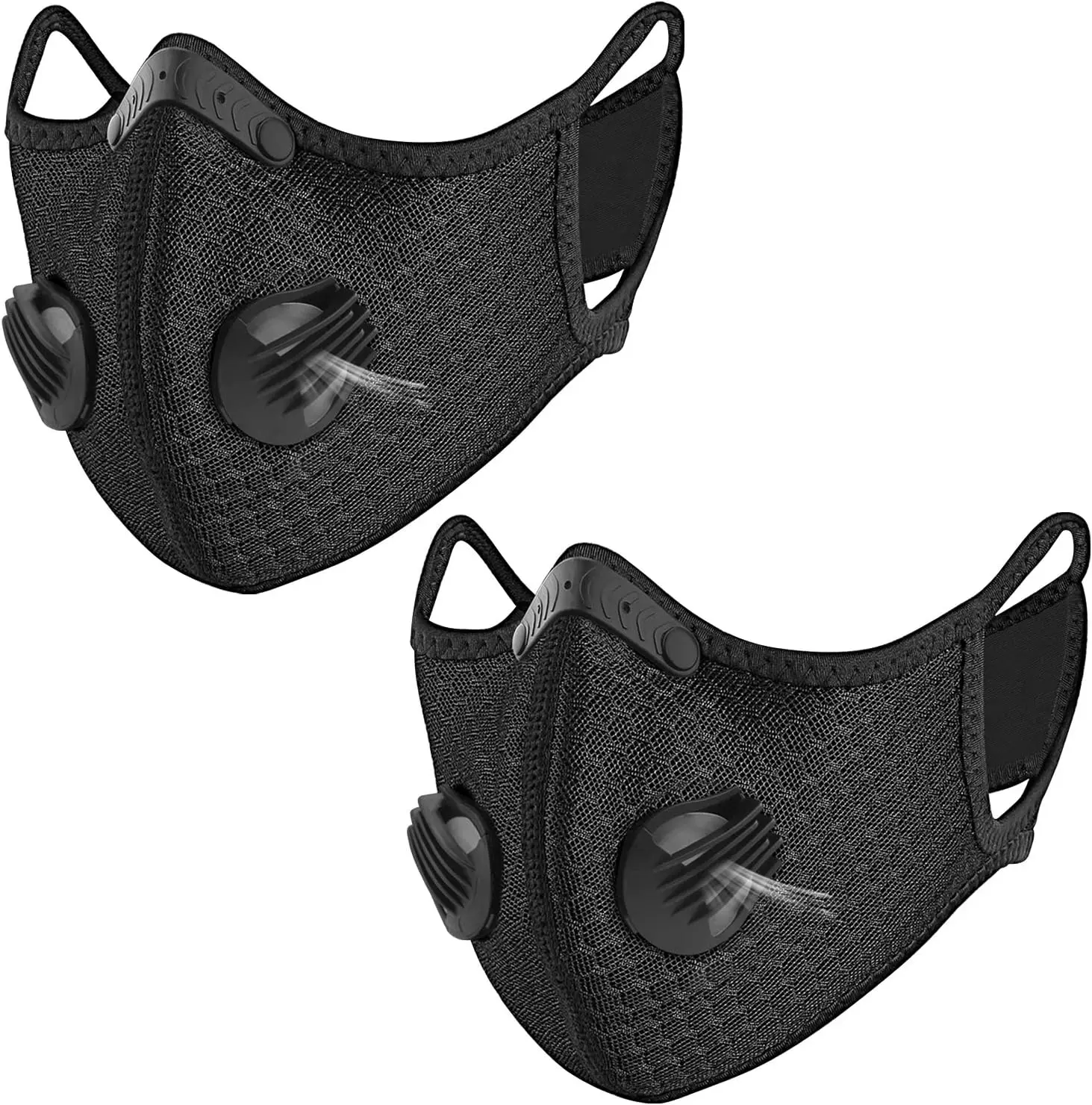 WHEEL UP 2-Pack Unisex Cycling Face Cover, Outdoor Sports Mask with Breathing Valve, PM2.5 Carbon Filter, Masks Filter Technology Face, Durable All-Seasons Protection for Men & Women