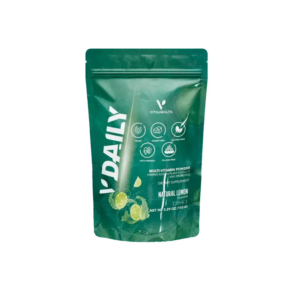 V-DAILY Multivitamin Powder Supplement - Lemon Flavor | Prebiotic Formula with Vitamins, Calcium, Magnesium & Zinc - Support Metabolic Health, Immune System, Energy & Bone Health - Daily Wellness Supplement
