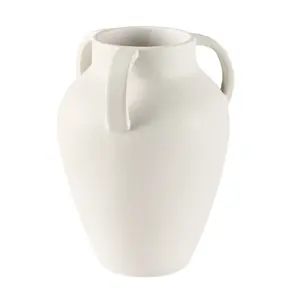9.8" White Ceramic Vase with Handle