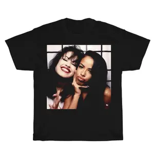 Unisex Vintage Selena & Aaliyah Vibe Oversized Short-Sleeve Round Neck Soft Tee, Biker Streetwear Bootleg Rap Design Crewneck, Hip-Hop Merchandise, Rap Gift for Him/Her Menswear Top