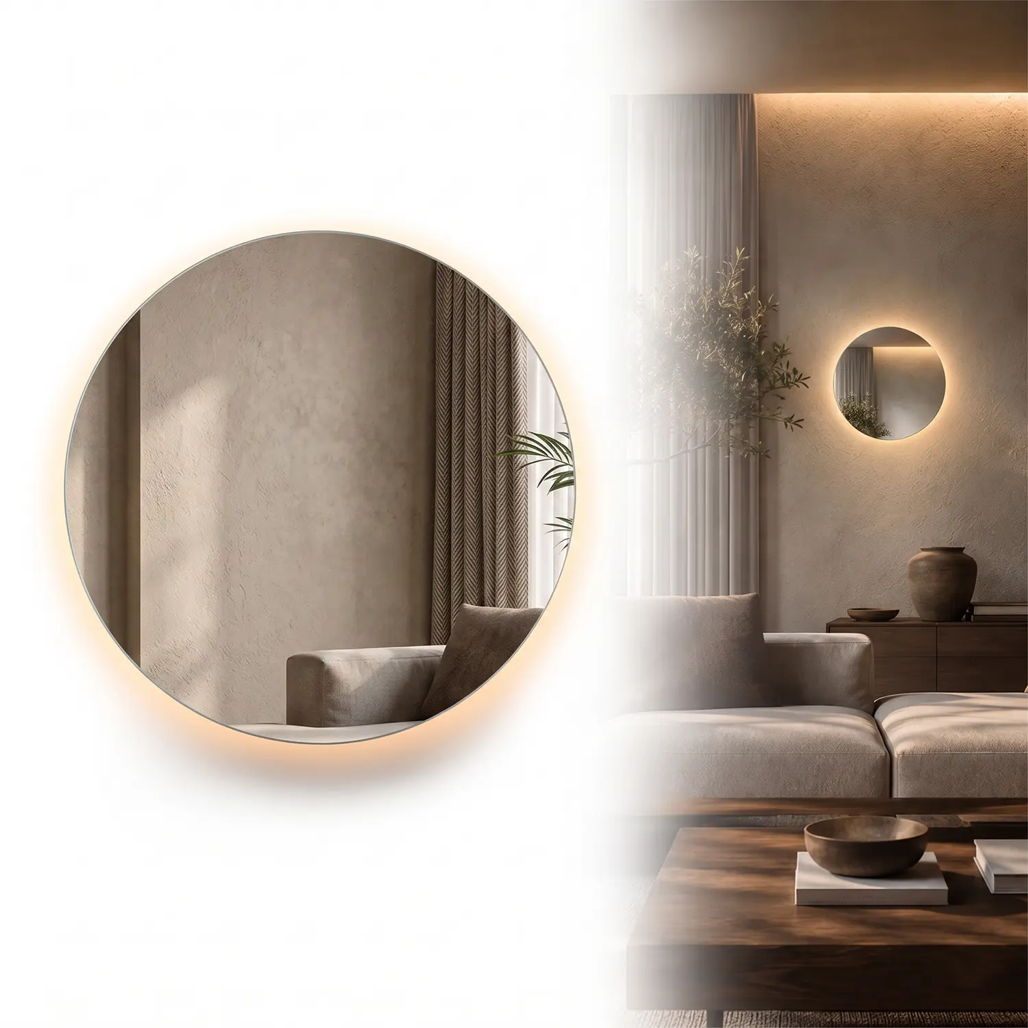 Hoodink Contemporary Round Indoor LED Wall Lamp - Black Wood Grain, Brushed Gold & Linen Texture Finishes, 3-Level Dimmable Adjustable Ambient Light, USB Rechargeable Night Light for Bedroom, Hallway
