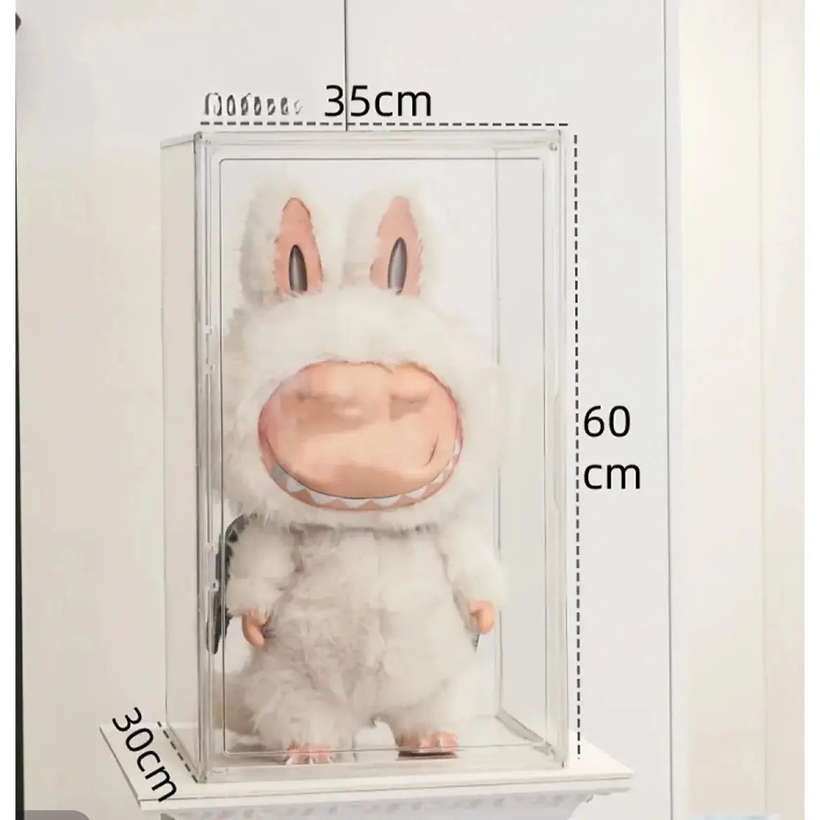 Transparent Acrylic Doll Case for LU BUBU & Zimomo - 23.6"x14.1"x14.1" Magnetic Door Display Box with Snap-Lock Lid for Collectors & Home Decor
