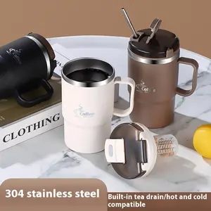 Stainless Steel Insulated Coffee Mug, Thermal Cup, Travel Tumbler with Handle, Leakproof Insulated Tumbler, Vacuum Insulated Cup, Tea Infuser and Foldable Spoon - Perfect for Office, Christmas Gift
