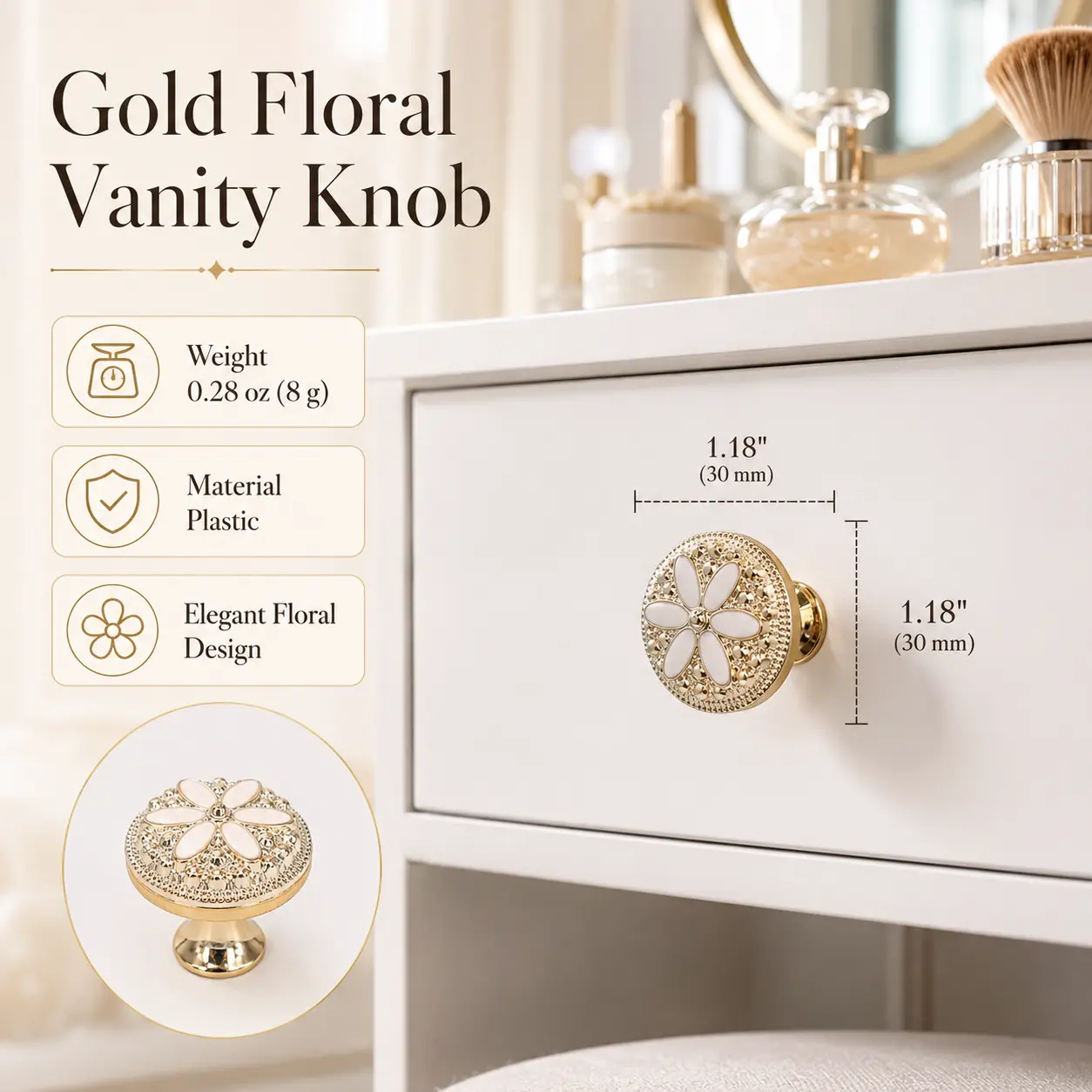FUSOU 15Pcs Gold Floral Filigree Vanity Drawer Knob, Dresser Drawer Handles, Cabinet Knobs, Drawer Pulls, Furniture Hardware, Decorative Furniture Knobs, Replacement Cabinet Handles, Drawer Knobs with Screws