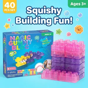 40 Pcs Soft Jelly Building Blocks for Toddlers Multicolor Stacking Toy Set Safe Squeezable & Stretchable Fun Early Learning Construction Creative Play