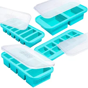 Souper Cubes Ultimate Kitchen Gift Set, 4 Pack of Silicone Freezer Trays - 1 Cup, 2 Cup, 1/2 Cup and 2 Tbsp. Trays