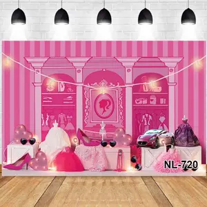 Photography Background Pink Balloons High Heels Sports Car Dreamy Scene Girl's Birthday Party Photo Studio Backdrop Party Decorations Banners Party Decoration Supplies