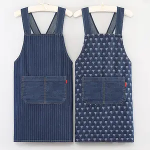 Washable Denim Apron, Durable & Stylish!Denim Work Apron for Servers, Hairdressers & Home Cooks, Wear-Resistant Apron, Hairdresser Apron