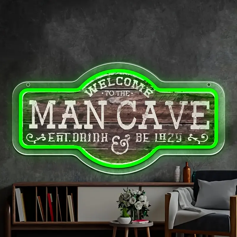 summerwins Man Cave Themed Decorative Neon Light Wall Sign, Indoor Home Improvement Wall Decor, Easy-Mount LED Lighting