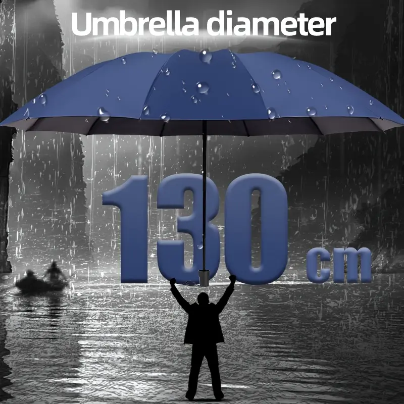Business Folding Umbrella, Windproof Strong Super Large 130cm Umbrella Diameter, Waterproof Sunproof Sunshade Big Umbrellas for Outdoor Use, Wind Resistant Umbrella, Rainproof Umbrella
