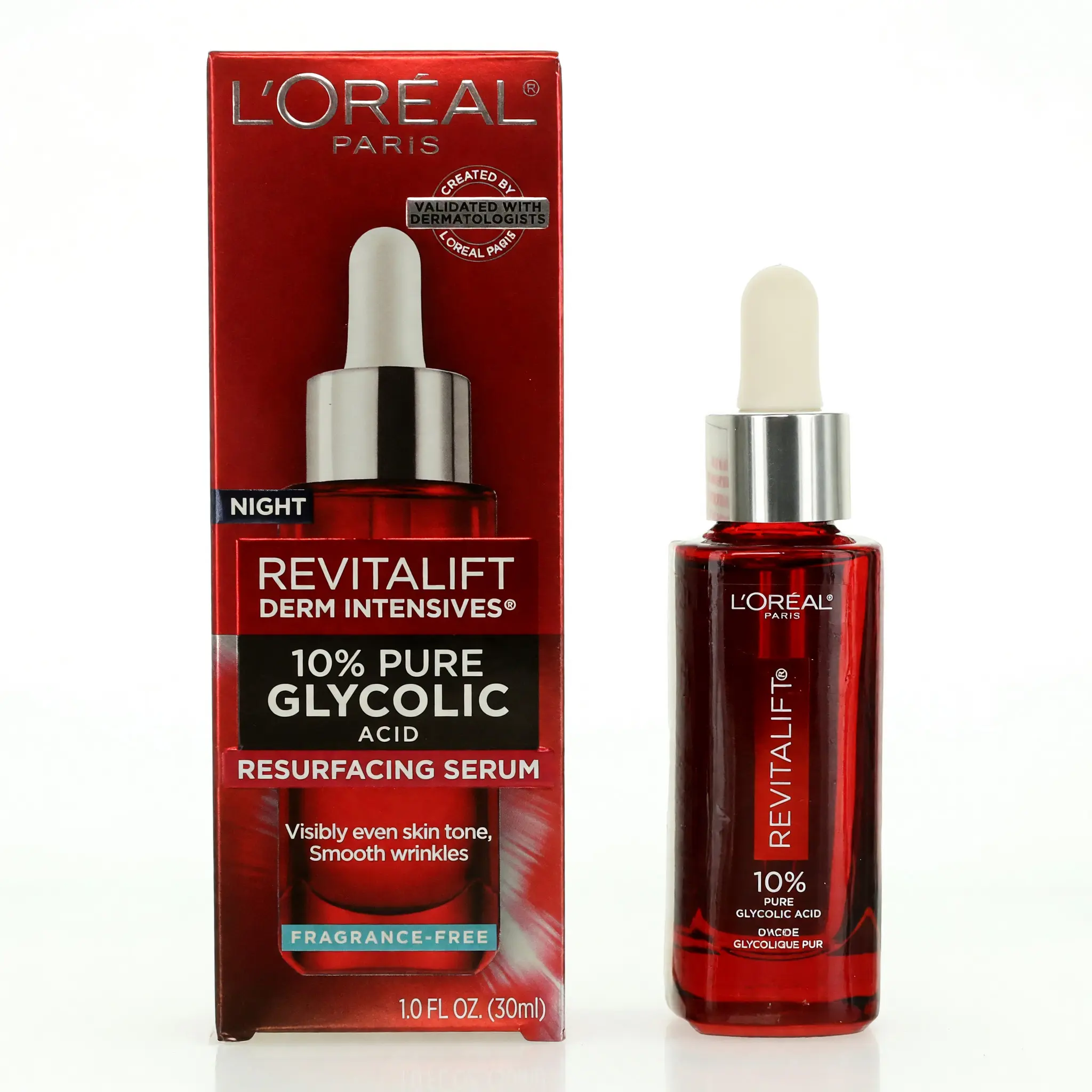10% Pure Glycolic Acid Serum, Daily Exfoliating Face Treatment for Wrinkle Reduction and Even Skin Tone, Fragrance-Free, 1oz