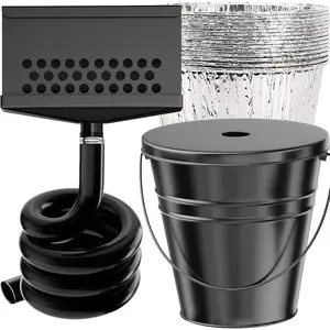 Rear  Catcher for  Griddle,    and  Drainage, 0.6 Gal Drip Bucket W/Lid, 10 Disposable  Liners, Black stone Griddle Accessories