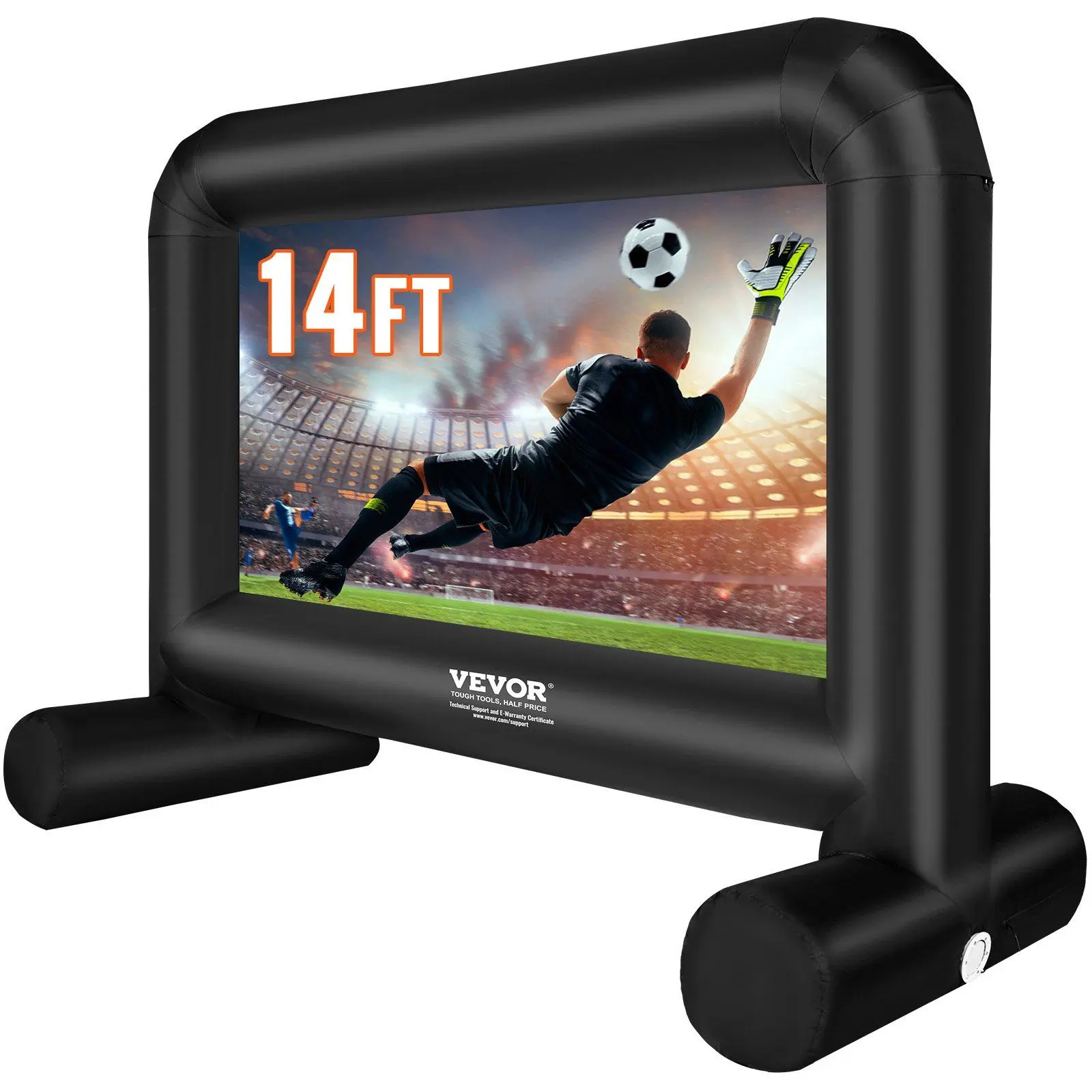 VEVOR Inflatable Movie Screen, 14 FT (168inch)Inflatable Projector Screen for Outside with Blower and Carrying Bag, Front/Rear Projection, Oxford Fabric Blow Up Screen Audio