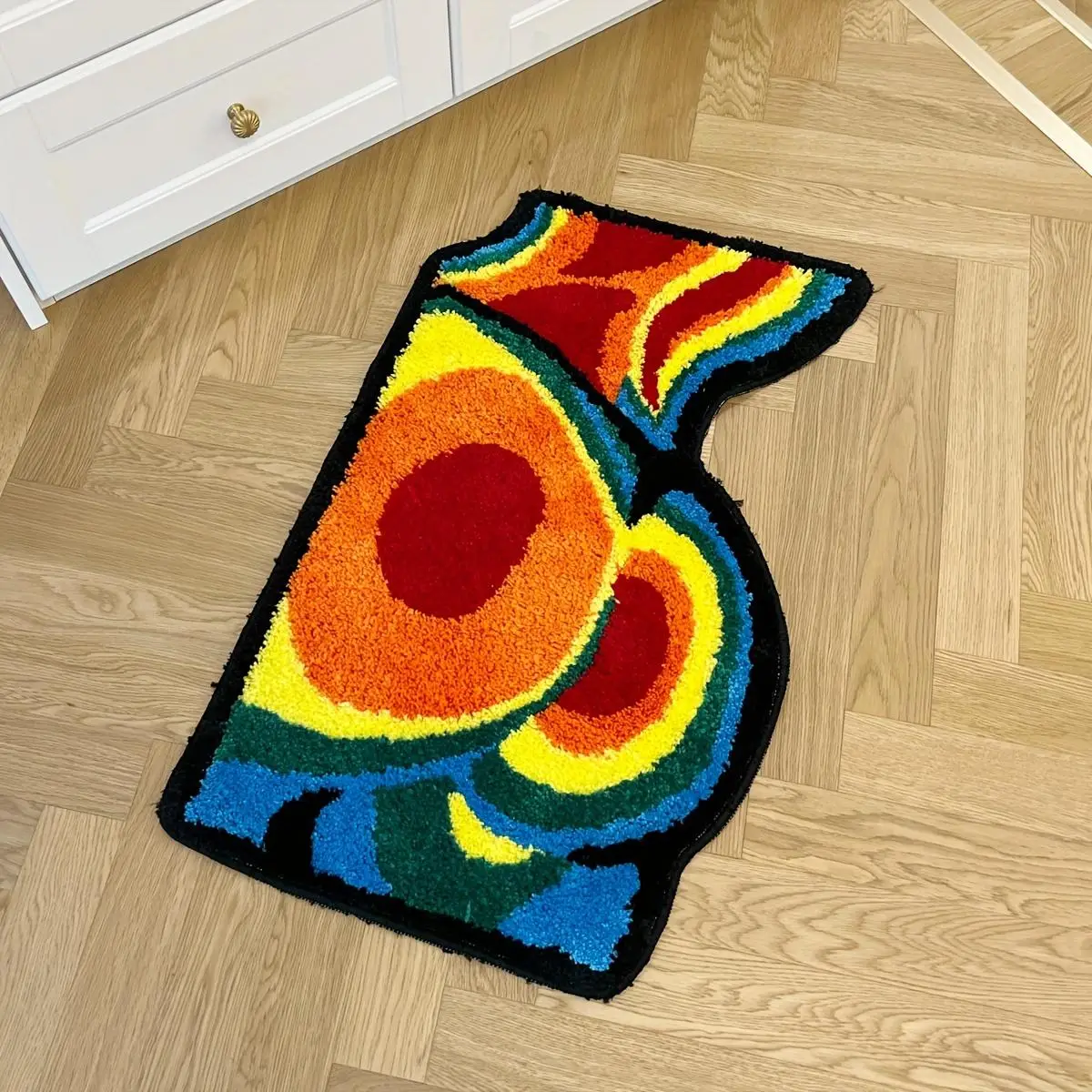 Colorful Geometric Design Soft Rug, 1 Count Irregular Non-slip Home Decor Rug for Living Room, Plush Carpet for Home Room Office, Rug for Bedroom, Roo