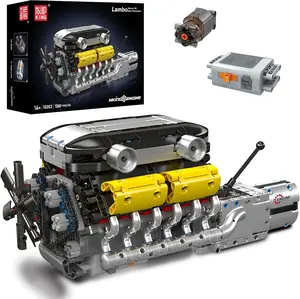Mould King 10202 V12 Engine Model Kit for Adults 12-Cylinder Car Engine Shiftable Gear Operation 1260 PCS Mechanical Engineering Construction Set - Motor