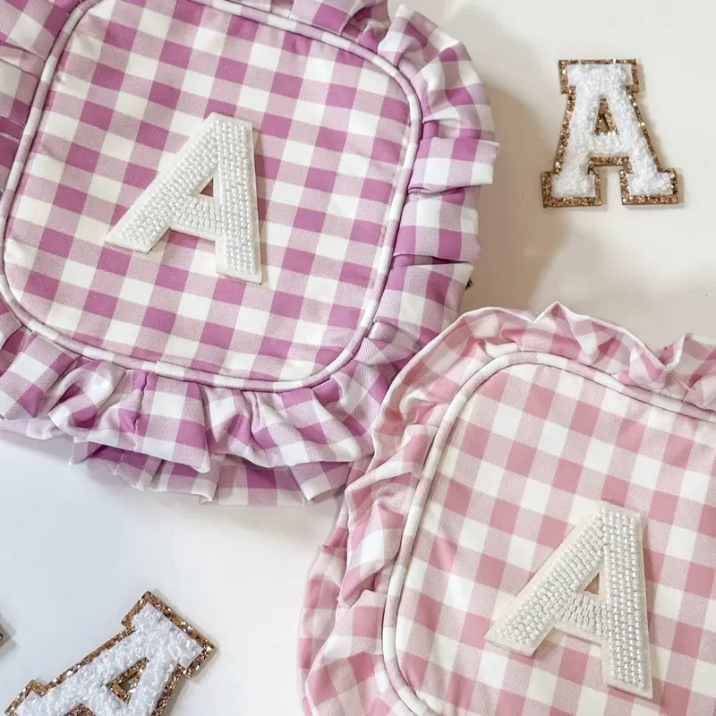Gingham Ruffle Mini Pouch