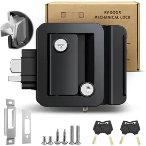 Upgraded RV Door Lock Replacement with Paddle Deadbolt,Camper Door Handle Latch,RV Enclosed Travel Trailer Entry Door Lock with ,  Zinc Alloy, for Camper (4  1 Lock)