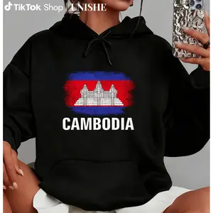 Unisex Vintage Cambodia Flag Sweatshirt – Long Sleeve Hoodie for Cambodian Gift Giving