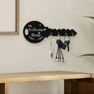Bohemian Style Rustic Wooden Key Holder, Creative Porch Keychain Craft Hook, Decorative Door Accessory, Unique Home Decoration, Home Organizer Hook, Key Hooks, Wall Hook