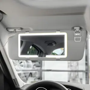 Car Sun Visor Vanity Mirror, Car Vanity Mirror with Lights, Makeup with 3 Light Modes & 60 LEDs, Rechargeable Dimmable Touch Control Travel Makeup for Sedan Truck SUV