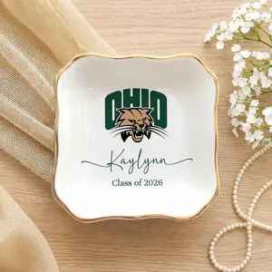 Custom College Logo Trinket Dish, Graduation Jewelry Dish, University Pride Trinket Tray, College Dorm Decor, End of Year Gifts, Alumni Gifts, Graduation Gifts, Graduation Decorations 2026