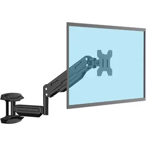Gas Spring Single Arm  Wall Mount for 13-32 Inch Screens - Full Motion Adjustable Arm Holds up to 22lbs, VESA 75x75/100x100mm Bracket Compatible with Computer Monitors, LCD Displays