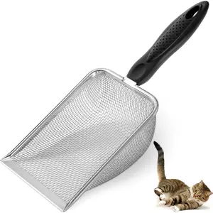 Sturdy Cat Litter Scoop Cleaner Corner Spade, Stainless Steel Mesh Cat Litter Shovel, Easy Clean Reptile Litter Type Trash Beach Spade