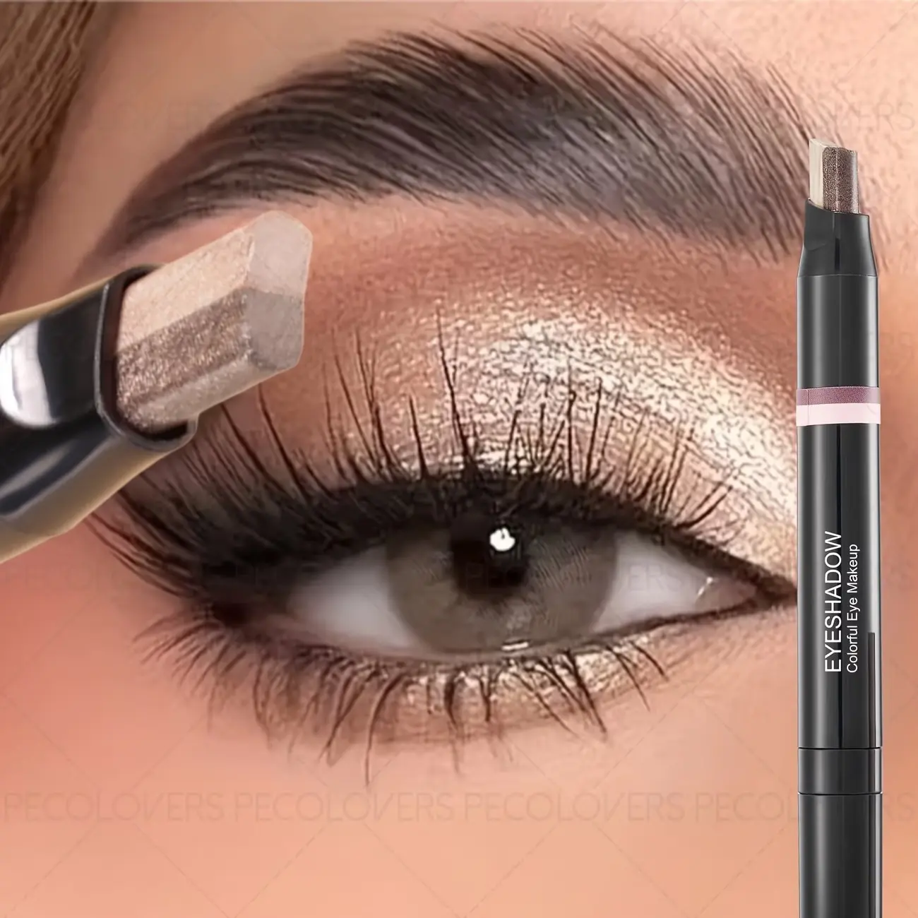 Dual-Shade Pearlescent Eyeshadow Sticks - Waterproof, Sweatproof & Smudge-Proof, Long-Lasting Coral & Rose Shades for Stunning Metallic Eye Makeup Looks, Waterproof Eyeshadow