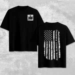 Vintage Case IH Faith Family Farming Flag T-Shirt – Retro Case IH Agricultural Machinery Graphic Tee, Diesel Farming Apparel, Midwest Rural Country Shirt, Heavy Equipment Inspired Design, Farmer Gift for Dad, Classic Harvest Field Sketch Unisex Shirt