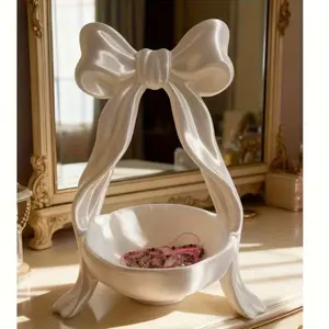 Cute Style Decorative Jewelry Storage Tray, Bow Design, 3D Printed Organizer, Perfect for Dressing Table and Vanity Jewellery Holder