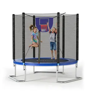 SkyBound 6FT 8.25FT Outdoor Trampoline with Net Enclosure - Recreational Backyard Trampolines for Kids and Adults, ASTM Approved L-Shaped Legs for Extra Stability Outdoor Trampoline